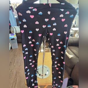 Bobbie Brooks Black Leggings with Pink and Blue Heart Pattern